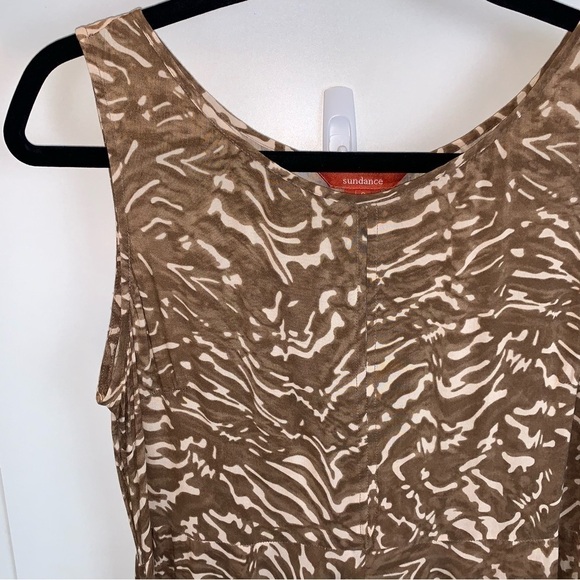 Sundance Jessika Handkerchief Hem Maxi Midi Brown Tan Sleeveless Dress sz 6 - Picture 3 of 7